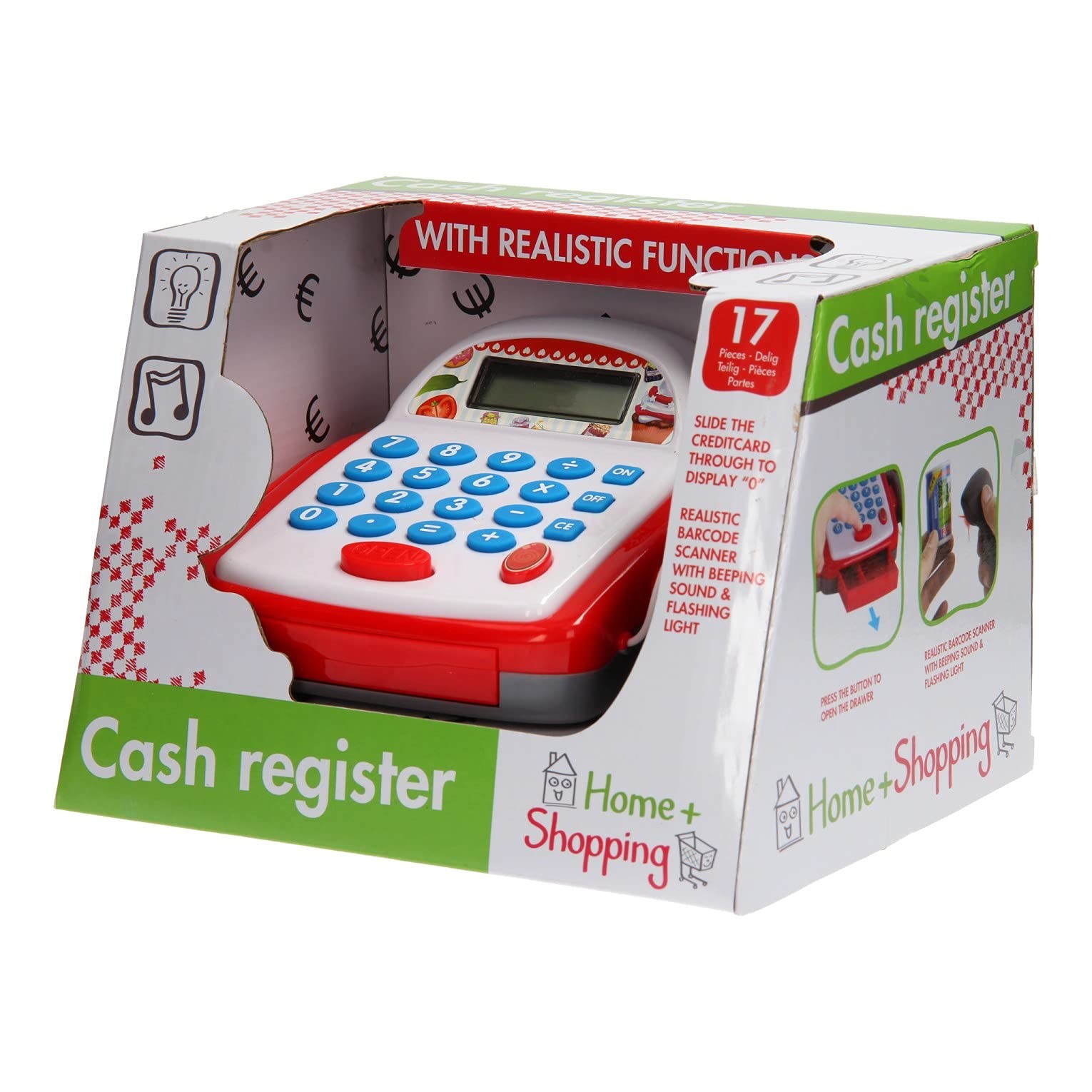 JohnToy 27597 Home and Shopping Toy Cash Register with Light and Sound red 8290₽