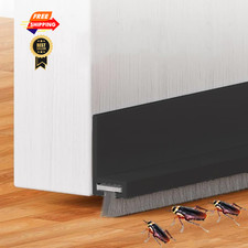 39" Rubber Door Sweep with Brush, Adjustable - Black