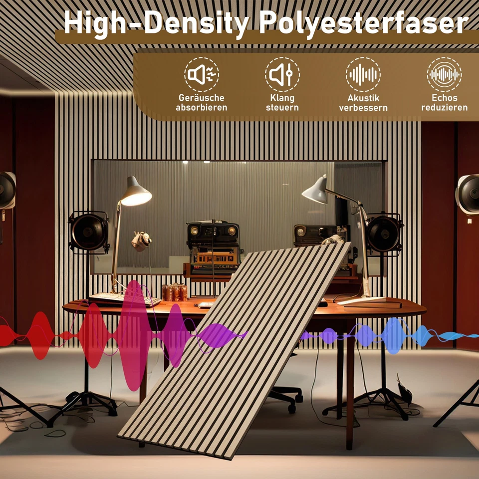 120x60cm Wandpaneele Akustik 3D Holz Akustikpaneele 1-4 Stück Natur Holzpaneele - Bild 2 von 4