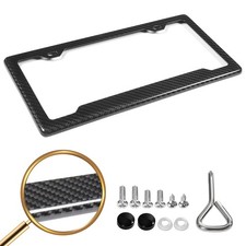 1x Real Carbon Fiber Usa Size Front Rear Car License Plate Frame Cover
