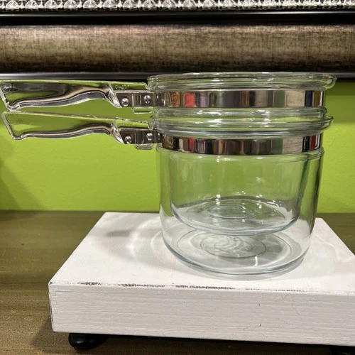 Vintage PYREX Flameware 1 1/2 Qt DOUBLE BOILER 6283-U & 6283-L Corning Glass
