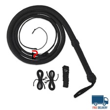 Premium 12FT Real Leather Bullwhip 16 Strand Braided Paracord Whip for Stage