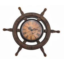 Zeckos Master of Destiny Ship`s Wheel Nautical Wall Clock 11.5 inch