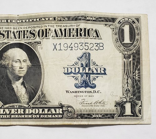 Obstruction Struck-Thru Reverse Error 1923 $1 Silver Certificate Large Size Note - Picture 3 of 9