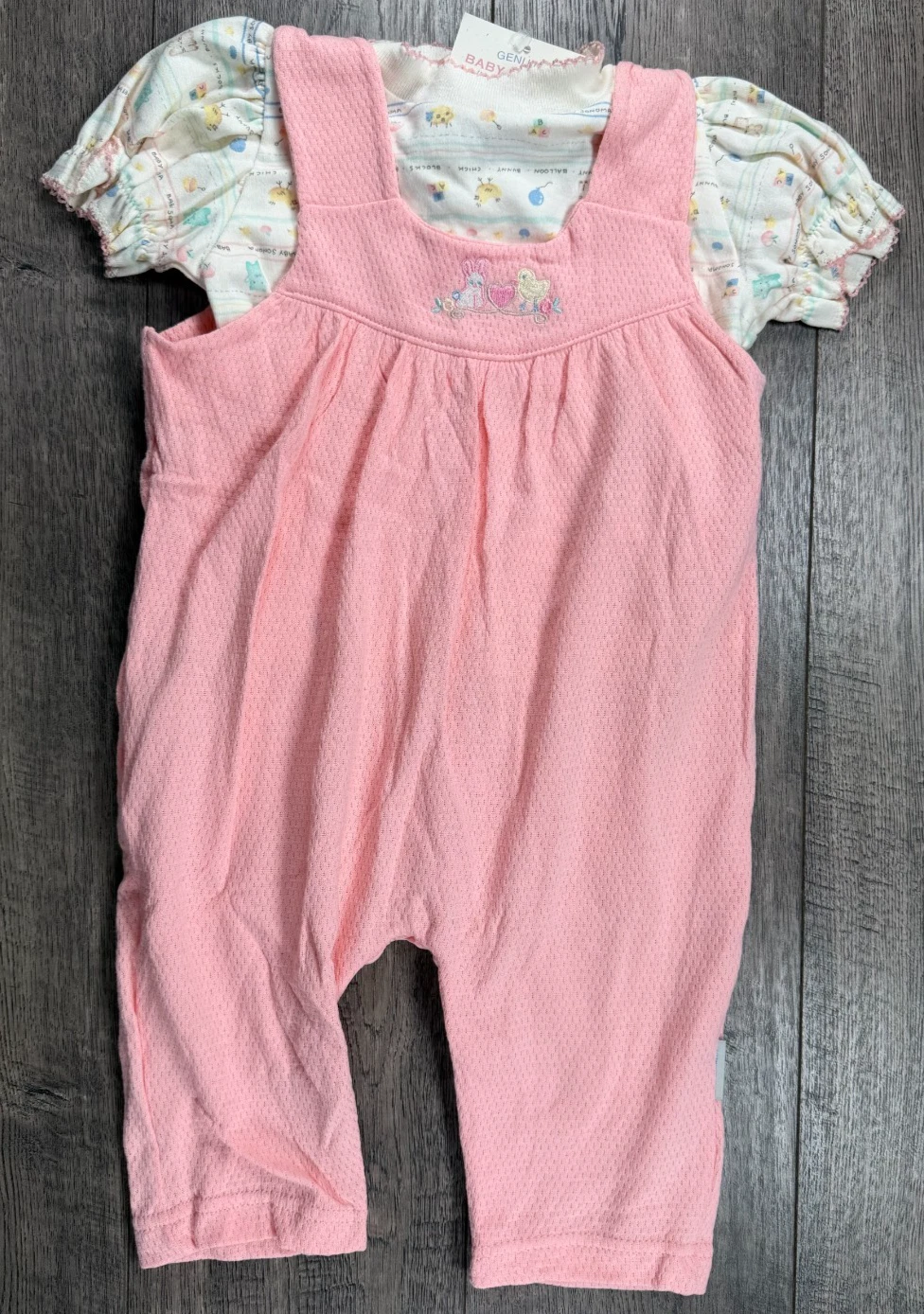 Baby Girl Clothes New Baby Sonoma Vintage 6-9 Month 2pc Pink Bunny Chick Overall