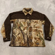 DDX Dri Duck Jacket Mens Medium Camo Brown Fleece Hunting Outdoors Snap Front