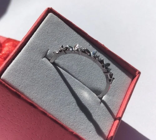 Vintage Handmade Tiny Silver Ring with Butterflies & 4x Zircons Size O (17.35mm)