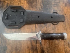 Vintage Aqua Lung U.S. Sea Hawk Stainless Steel Dive Knife Japan W/Sheath