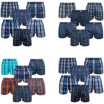 KANDOR Mens Cotton Boxer Shorts 6 Pk Woven Underwear Elastic Waist Classic Comfy