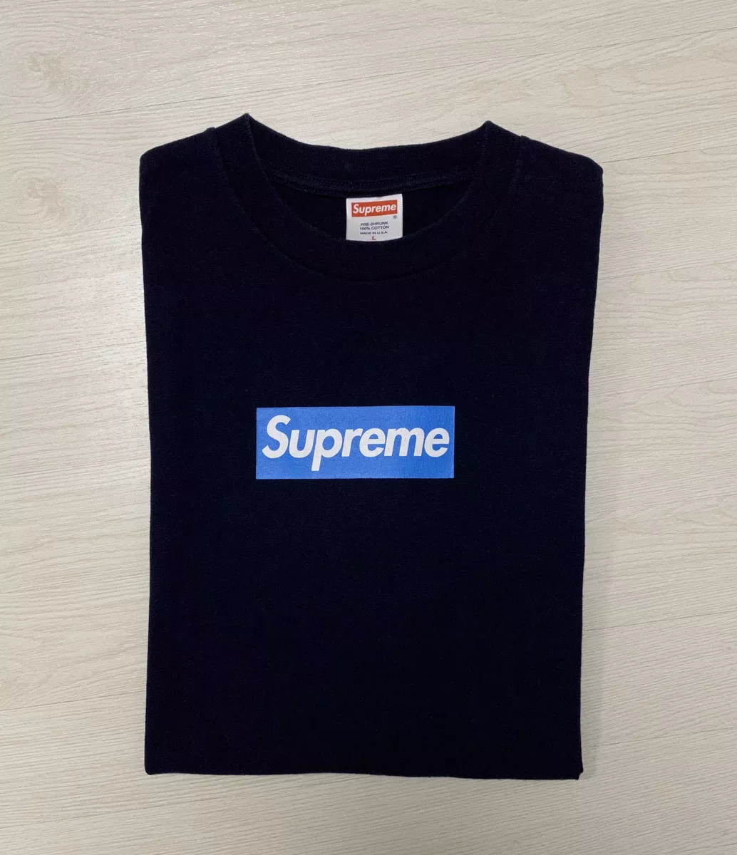 supreme box logo tee navy