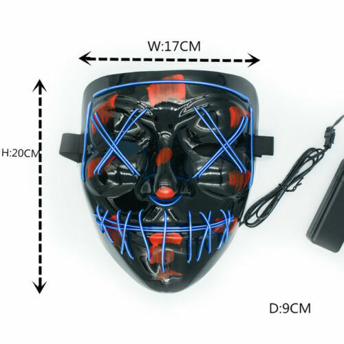 2 x masque Halloween clubbing éclairage DEL costume rave cosplay fête purge 3 modes - Photo 6 sur 11