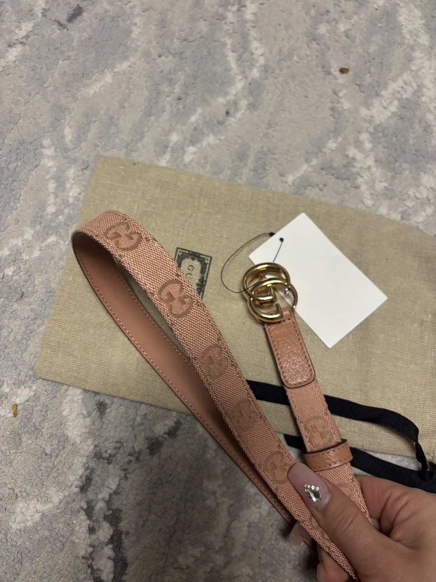 New Pink Leather/Fabric GUCCI GG 85/34 Thin 2cm Marmont Belt
