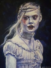 Twixt- (Elle Fanning, Francis Ford Coppola) 6x8in painting- artist Nick Mears