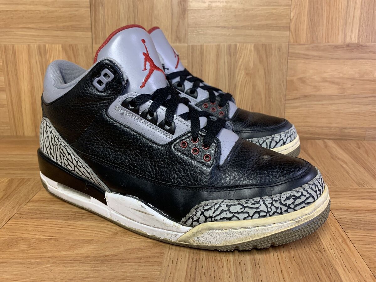 Used🔥 Nike Air Jordan 3 III Retro Black Cement Gray Red Sz 10 Men's 136064-010 Used🔥 Nike Air Jordan 3 III Retro Black Cement Gray Red Sz 10 Men's 136064-010