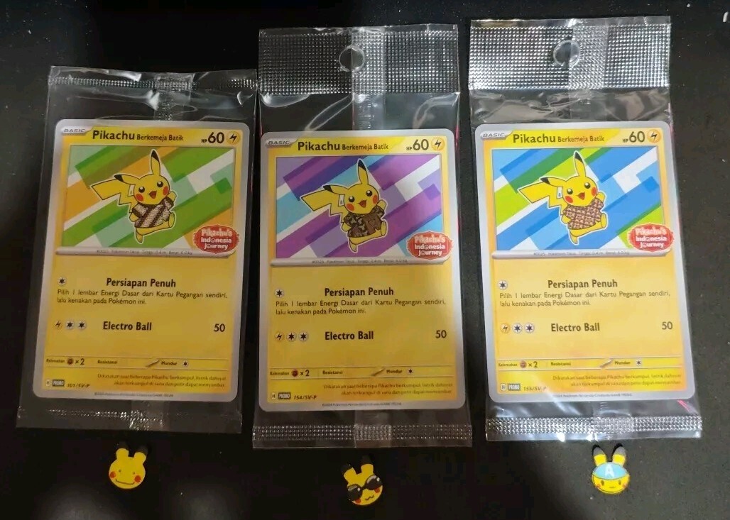 Pokemon 3x Pikachu Batik Set 101 154 155/SV-P Promo Staryu