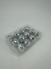 12  Mini Mirror Disco Ball w/ Cord ~ Christmas Ornaments 1". Decor