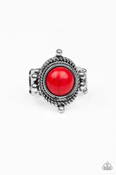 Paparazzi Ring Prone to Wander Red Crackle Stone Round eBay
