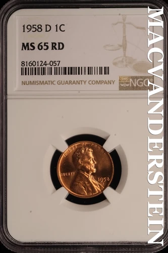 1958-D Lincoln Wheat Cent - NGC MS 65 RD - Brilliant Uncirculated  #SLE182