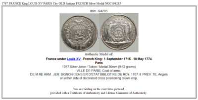 1767 FRANCE King LOUIS XV PARIS City OLD Antique FRENCH Silver