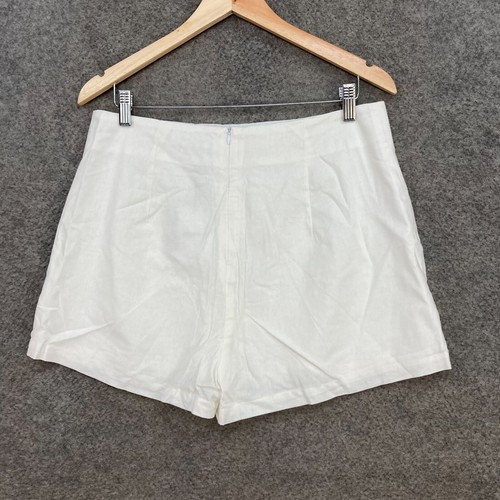 NEW Showpo Skort Skirt Womens 14 White High Waist Zip Mini Cotton 6121 - Picture 6 of 11