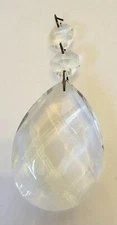 VTG Crystal Chandelier Teardrop 3''x 2" with 2 Octagon Prisms Large Clear Glass