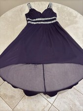 Womans Hi-Low Purple Rhinestones STRETCH Fit & Flare Dress Size 3