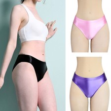 Women Satin Glossy Shiny Shorts Underwear Low Waist Stretch Knickers Swim Briefs
