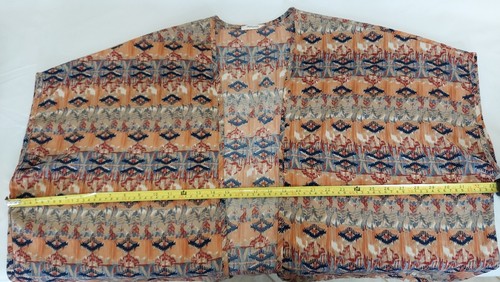 PERSAYA Open Cardigan Size Large Tan, Blue Geo Print Kimono - Picture 7 of 12