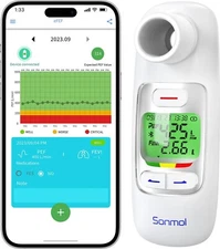 Portable Spirometer with Risk Indicator & 300 Records for Asthma Monitoring