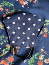 Face Mask triple Layer Handmade Washable Cloth Polka Dots Navy Blue