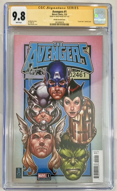 AVENGERS #1 BROOKS "CORNER BOX" VARIANT  CGC SS 9.8 SIGNED BY MARK BROOKS