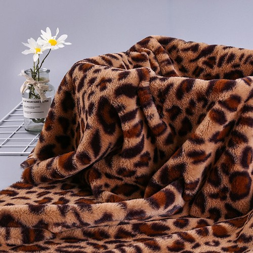 Leopard Print Faux Rabbit Fur Fabirc Fluffy for Scarf Coat Bag Cloth Cushion Sew - Picture 1 of 17