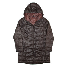 Blauer Down Insulated Womens Puffer Coat Brown Hooded L