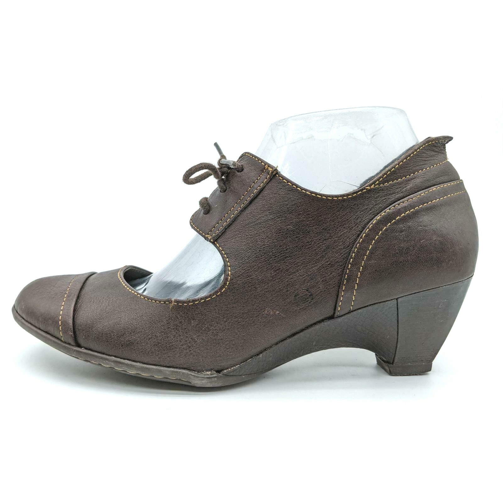 Born Brown Leather Mary Jane Wedge Flats Women's 9 Gem