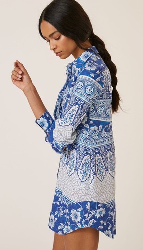 Anthropologie V-Neck Buttonfront Shirtdress Casual Gotton Woven Floral Size MP