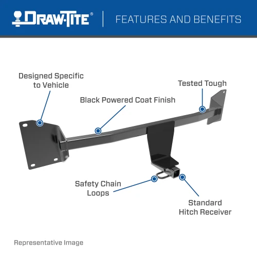 Draw-Tite 24884 Black Class I Trailer Hitch for 12-21 Accent / 12-17 Kia Rio Foto 4 de 4