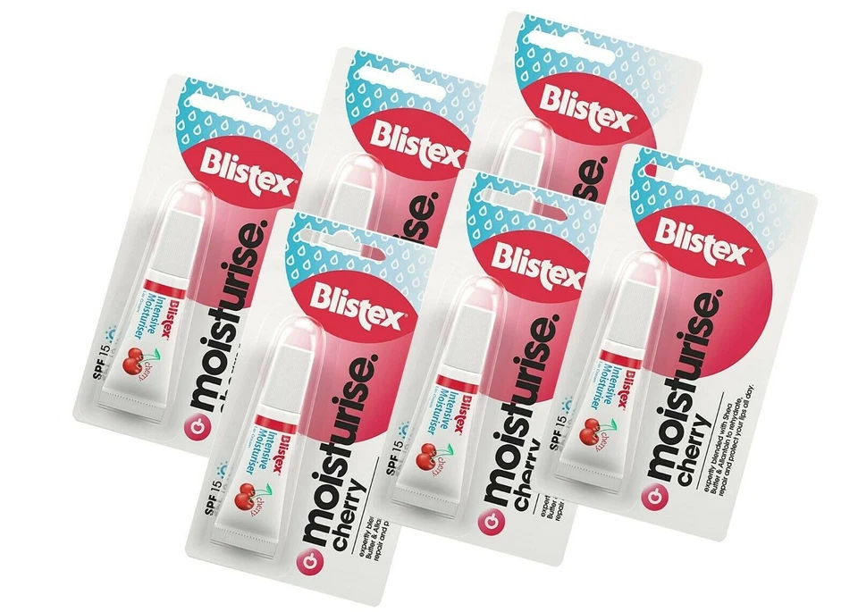 6 x Blistex Intensive Moisturiser Cherry Hydrating SPF15 Lip Balm 6ml Shea Butte