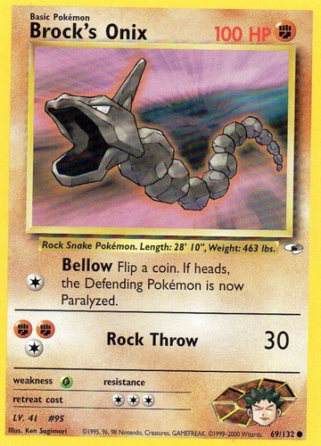 Pokémon Brocks Onix Karte 1. Edition 69/132 Gym Heroes