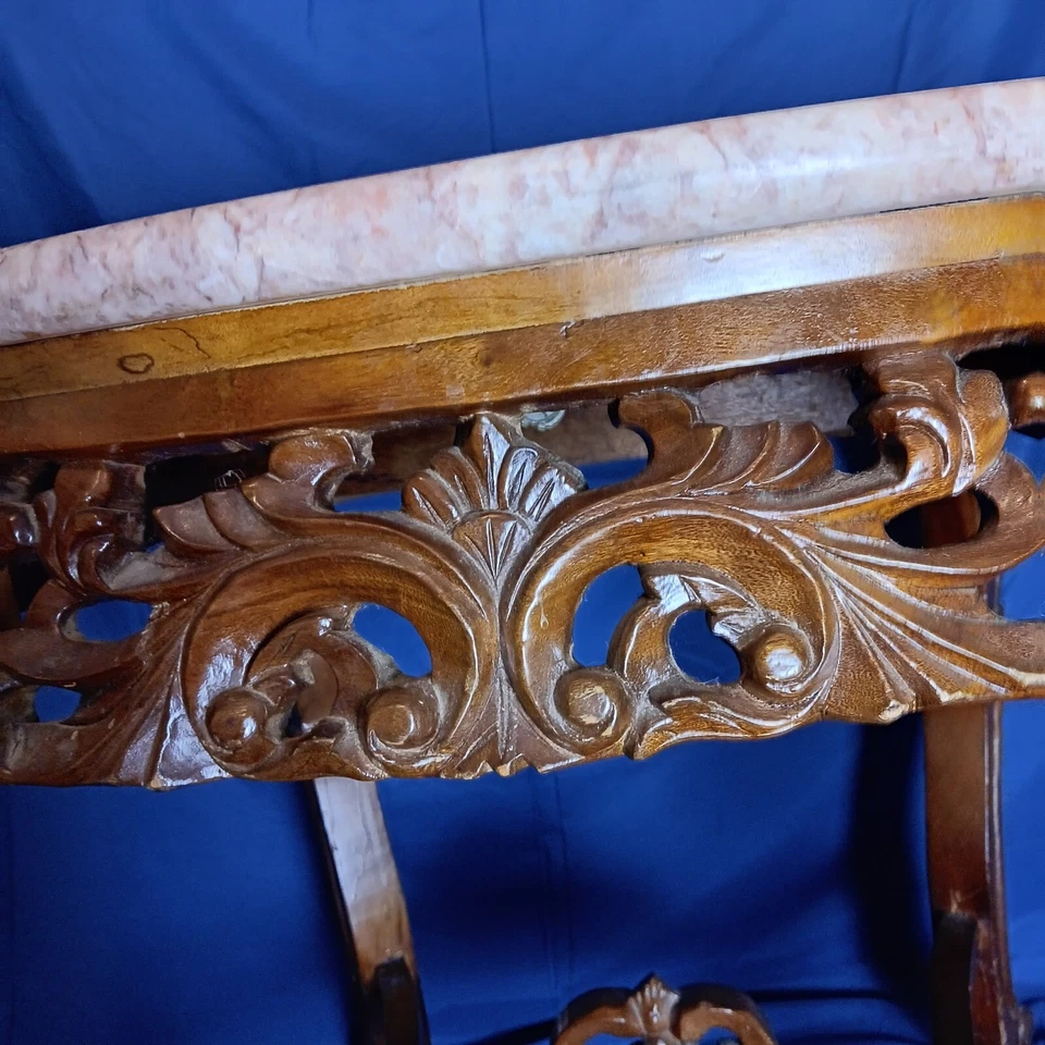 Mesa de salón MCM ROYOLA PACIFIC victoriana ovalada de mármol tallada ornamentada Foto 3 de 4