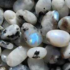 AAA Rainbow Moonstone Crystal Tumbled Stones, GUARANTEED Blue Flash
