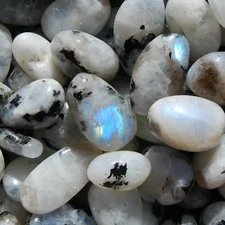AAA Rainbow Moonstone Crystal Tumbled Stones, GUARANTEED Blue Flash