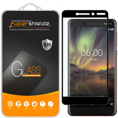 Supershieldz for Nokia 6.1 Full Cover Tempered Glass Screen Protector-Black