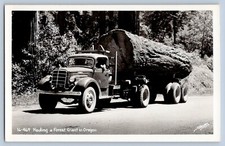 Oregon OR Hauling A Forest Giant Mack Truck Real Photo Postcard RPPC 1948