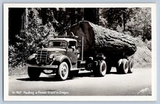 Oregon OR Hauling A Forest Giant Mack Truck Real Photo Postcard RPPC 1948