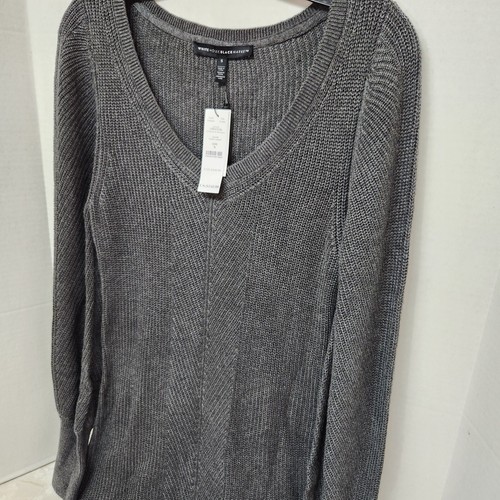 White House Black Market Sweater Dress Sz Small Gray Rib Knit Heather Gray NWT - Picture 2 of 9