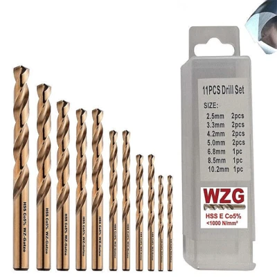 11 St. Co5 Kernlochbohrer Bohrer Metall Spiralbohrer 2,5/M3 - 10,2/M12 Set