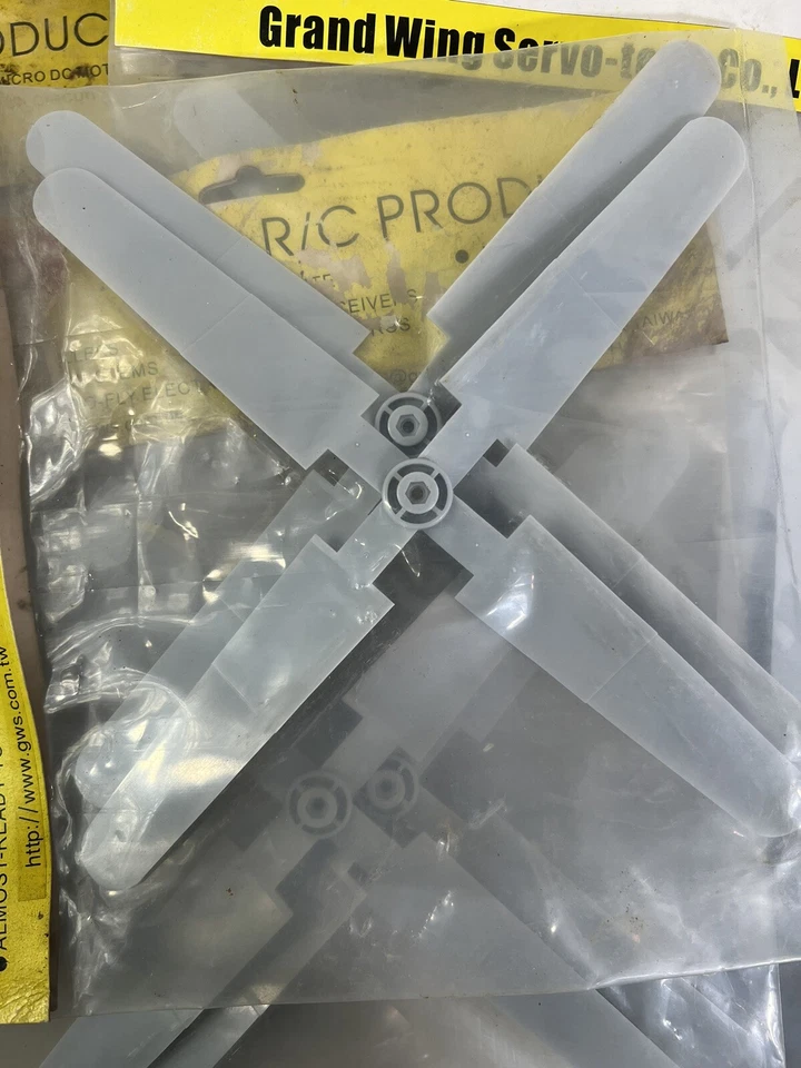(2) RC Airplane Propeller GWS 10x8 4 Blade EP1080X4 New Old Stock Rare Grey - Image 4 of 4