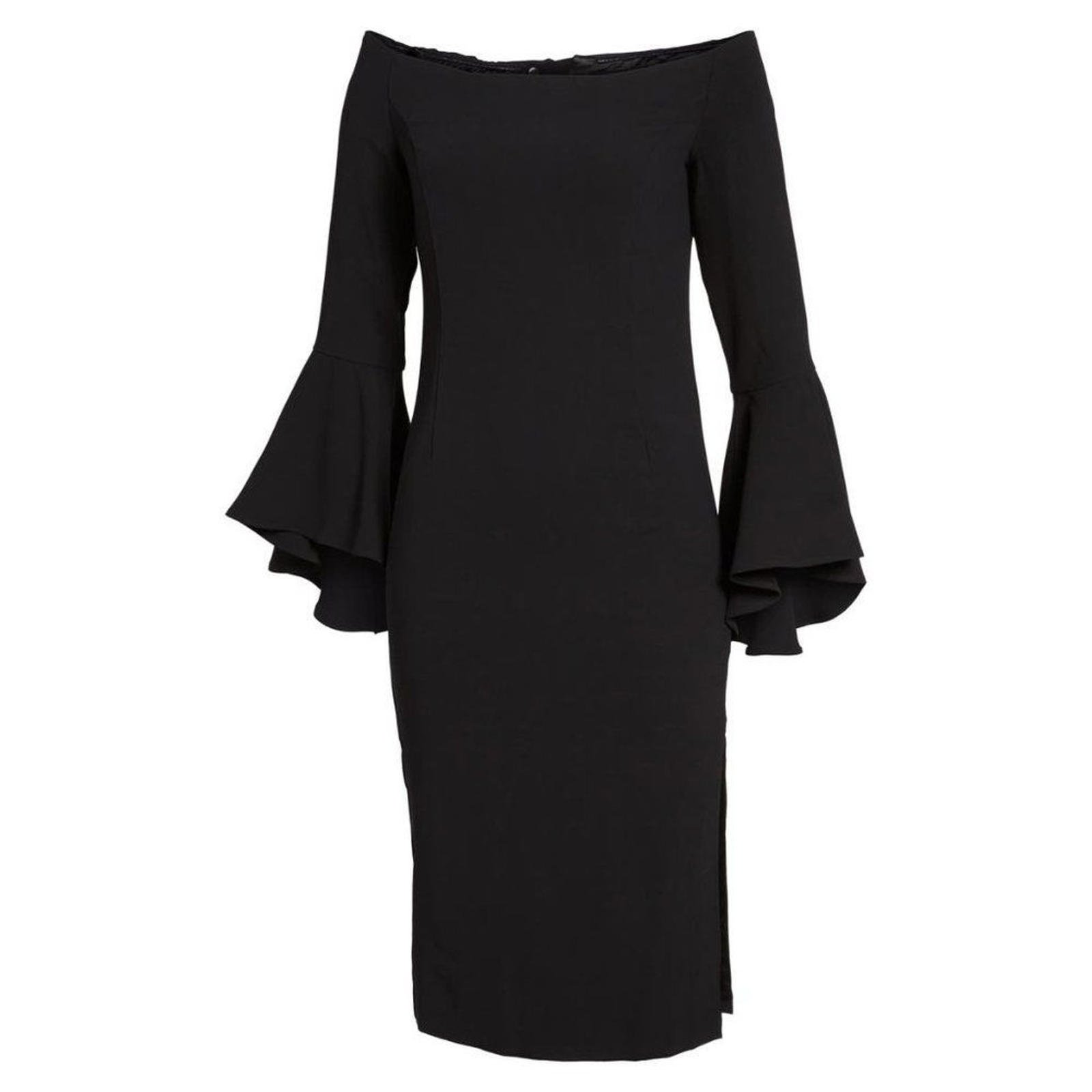 NWT Womens Size 8 Bardot Black Solange Off the Shoulder Midi Side Slit Dress