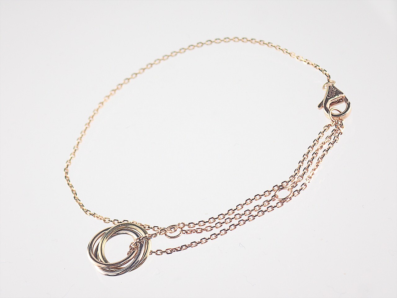 Cartier Trinity 18K Tri-Color Gold Bracelet in Yellow Rose White 5.9 Inches 2.2g #15 B6036815-image