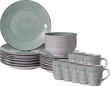 Rimmed Dinnerware Set | Mugs, Salad and Dinner Plates and Bowls Sets, Dishes wit